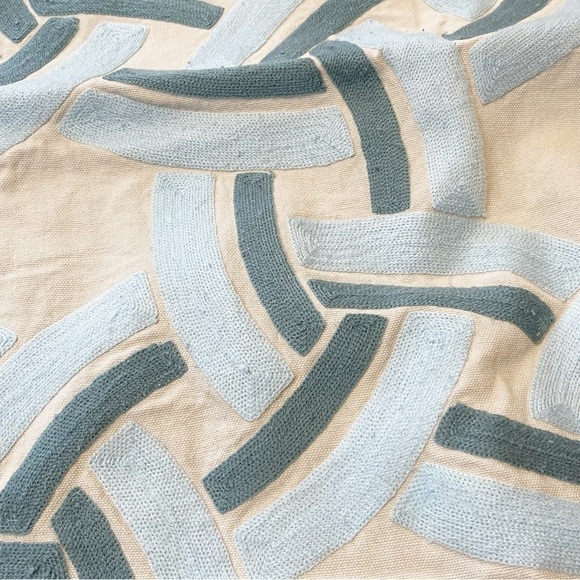 SUBURBAN HOME BY DURALEE Embroidered Blue Trellis Pattern Throw Pillow Cover - Picture 3 of 8